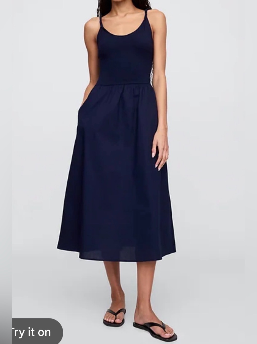 Gap Factory Women Twist-Strap Scoopneck Midi Dress (Size: XXL)